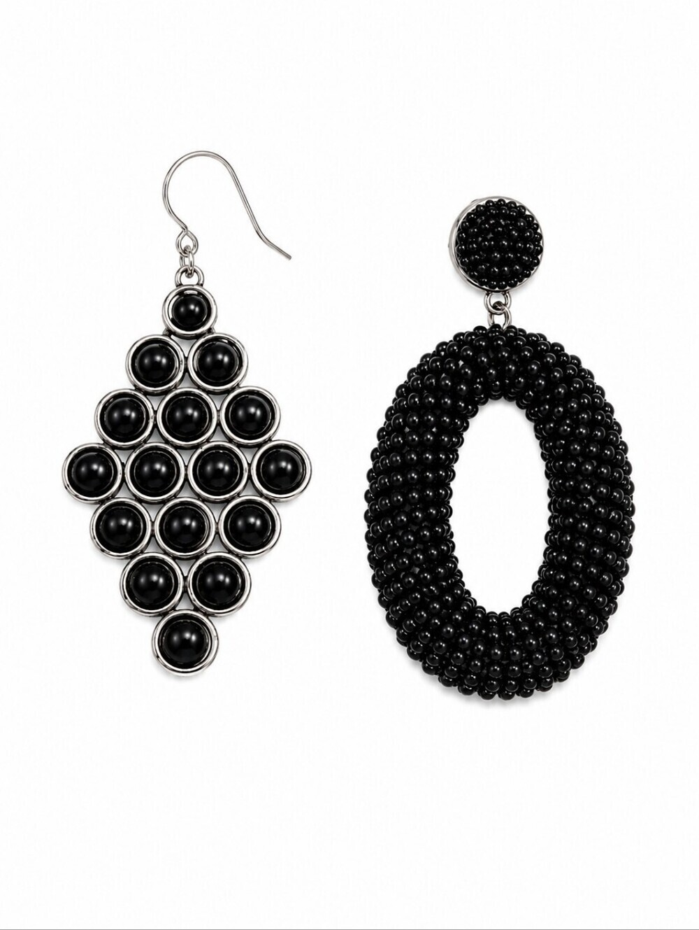 VTG Black Mismatched Statement Earrings